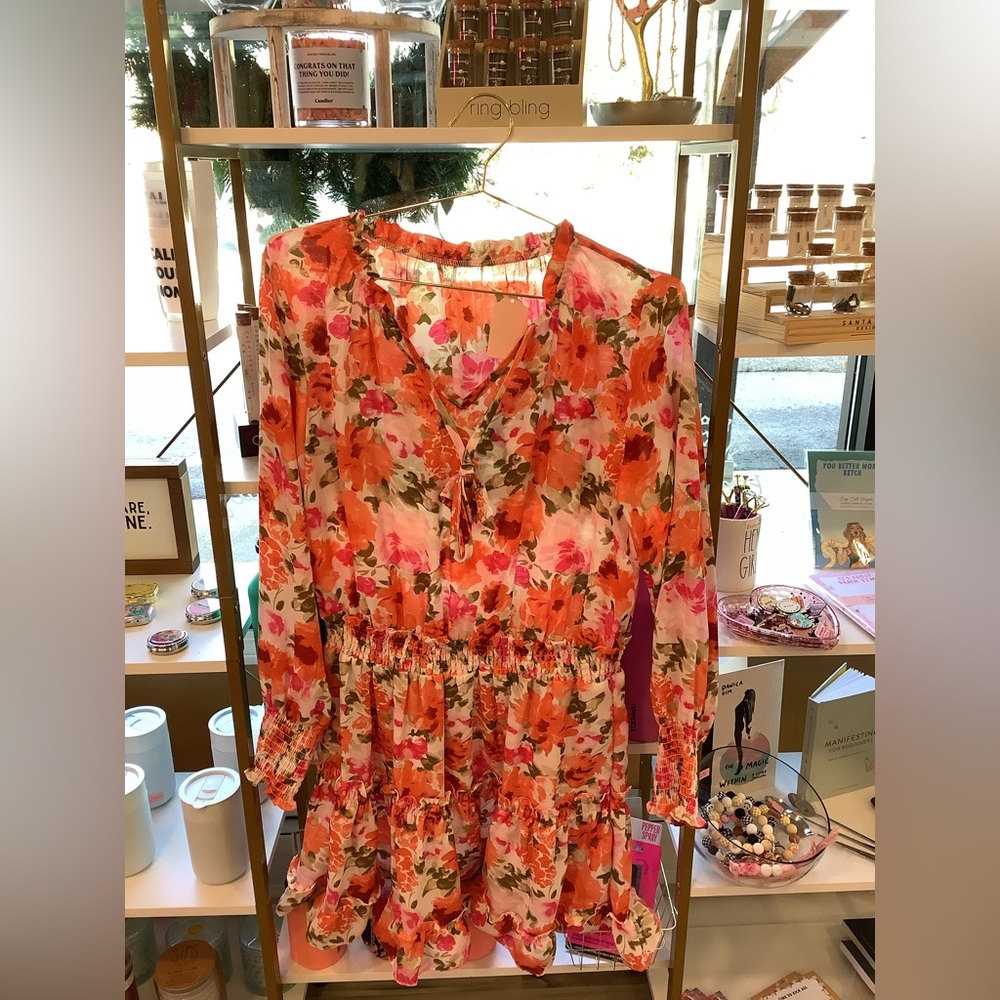 Orange floral dress